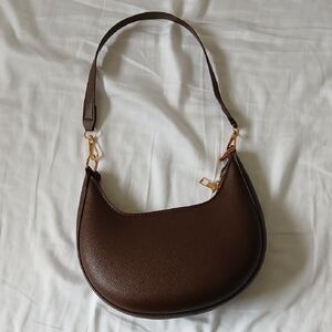 Elegant Brown Faux Leather Shoulder Bag